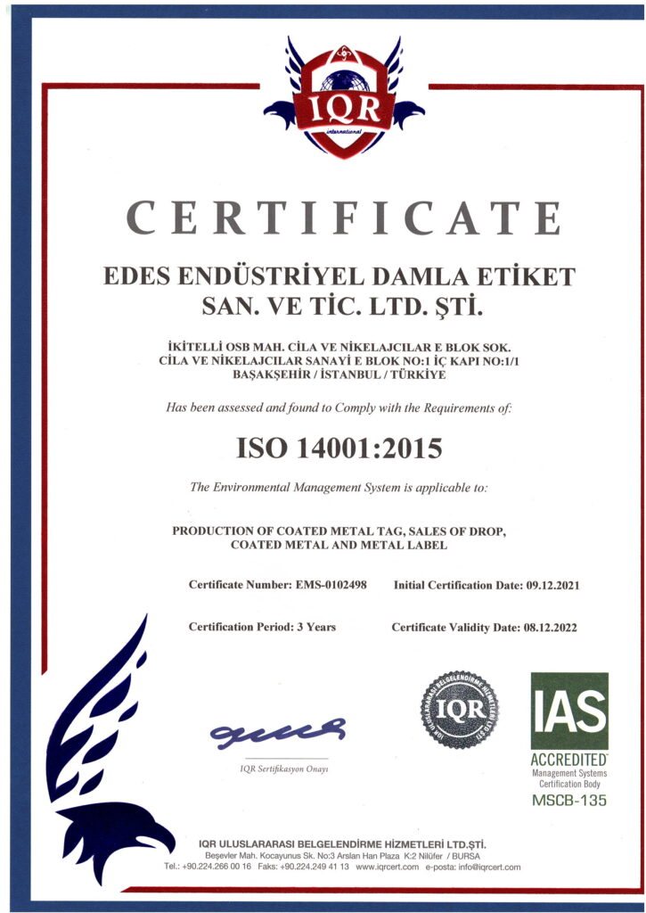 ISO 14001 - 2015 - Çevre Yönetim Sistemi